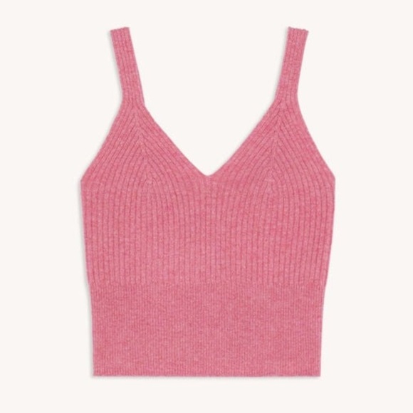 SANDRO Wool Rib Knit Sleeveless V-Neck‎ Slim Cropped Camisole Sweater Tank Top L - Picture 11 of 12